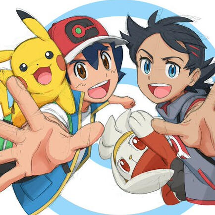 Ash, Goh, Pikachu & Raboot